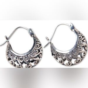 Elegant Hand Made Sterling Silver Hoop Earrings